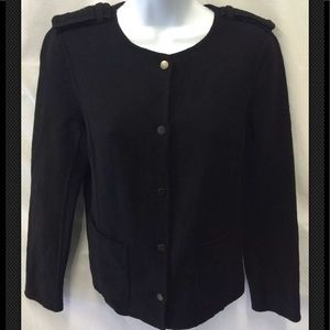 VINCE Coat Black Jacket Boiled Wool Snap Military Tailored